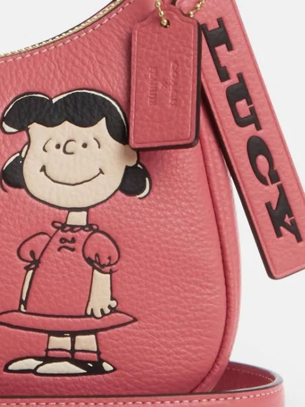 🔥Rare🔥Replacement Leather Tag for Coach x Peanuts Lucy Teri Shoulder Bag in Pink